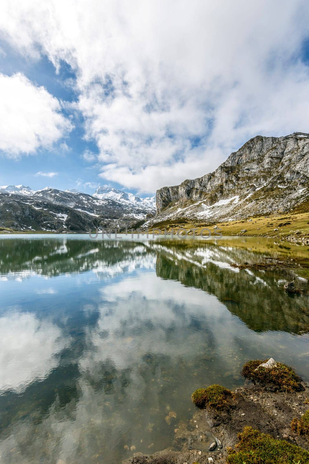 Fantastic lake Ercina, one of the famous lakes of Covadonga, Asturias , Spain