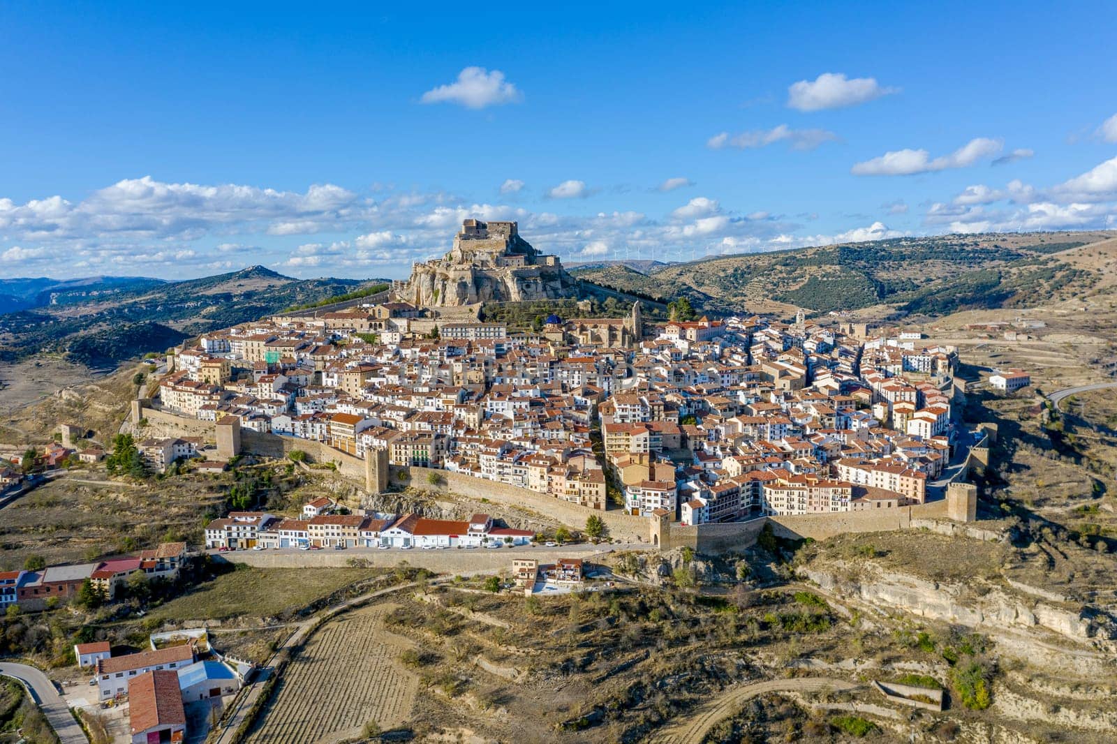 A panoramic view of Morella, Maestrazgo in Valencia, Spain