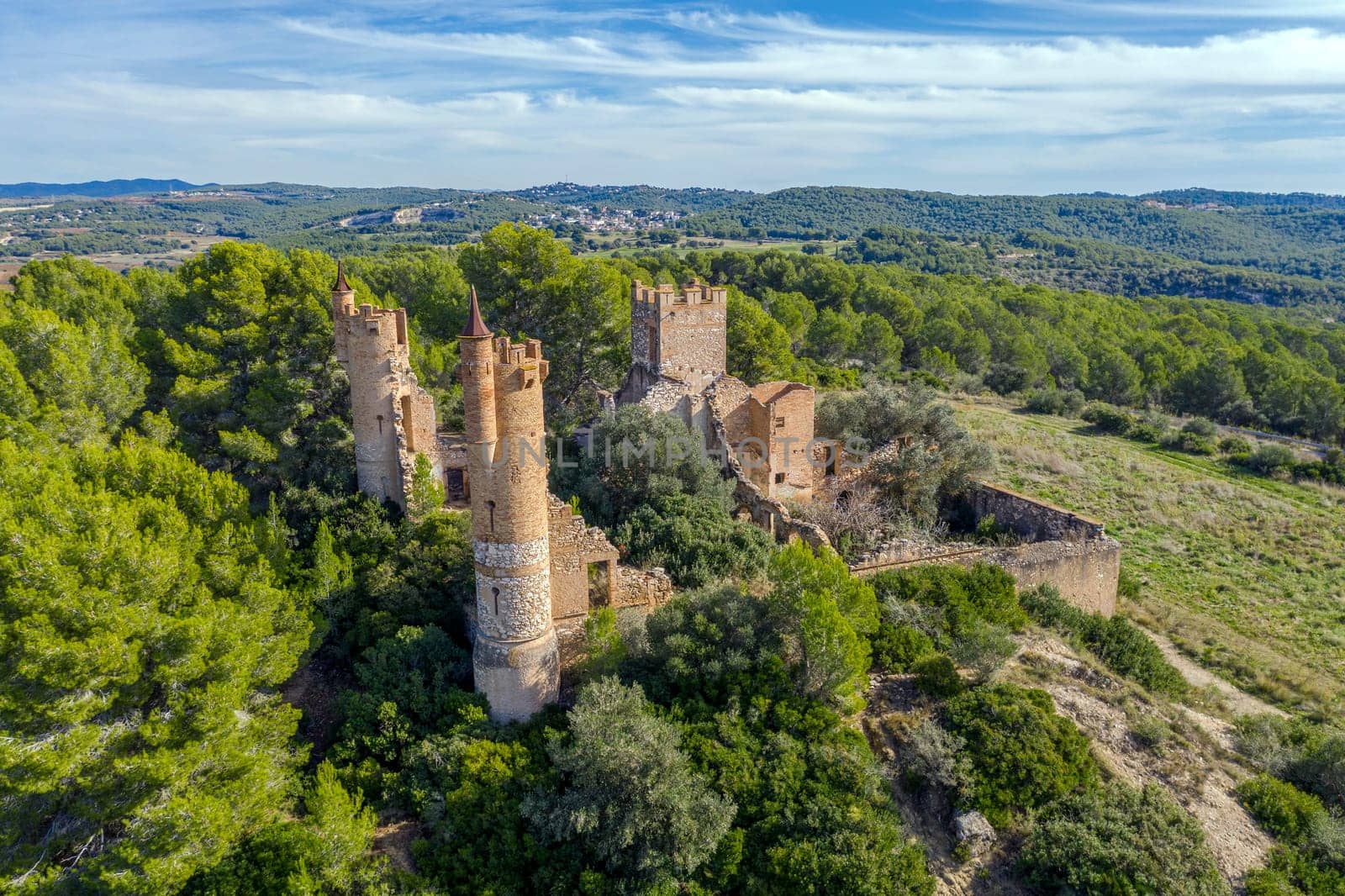 Muga Castle in Lower Penedes, in the municipality of Bellvei. Catalonia Spain