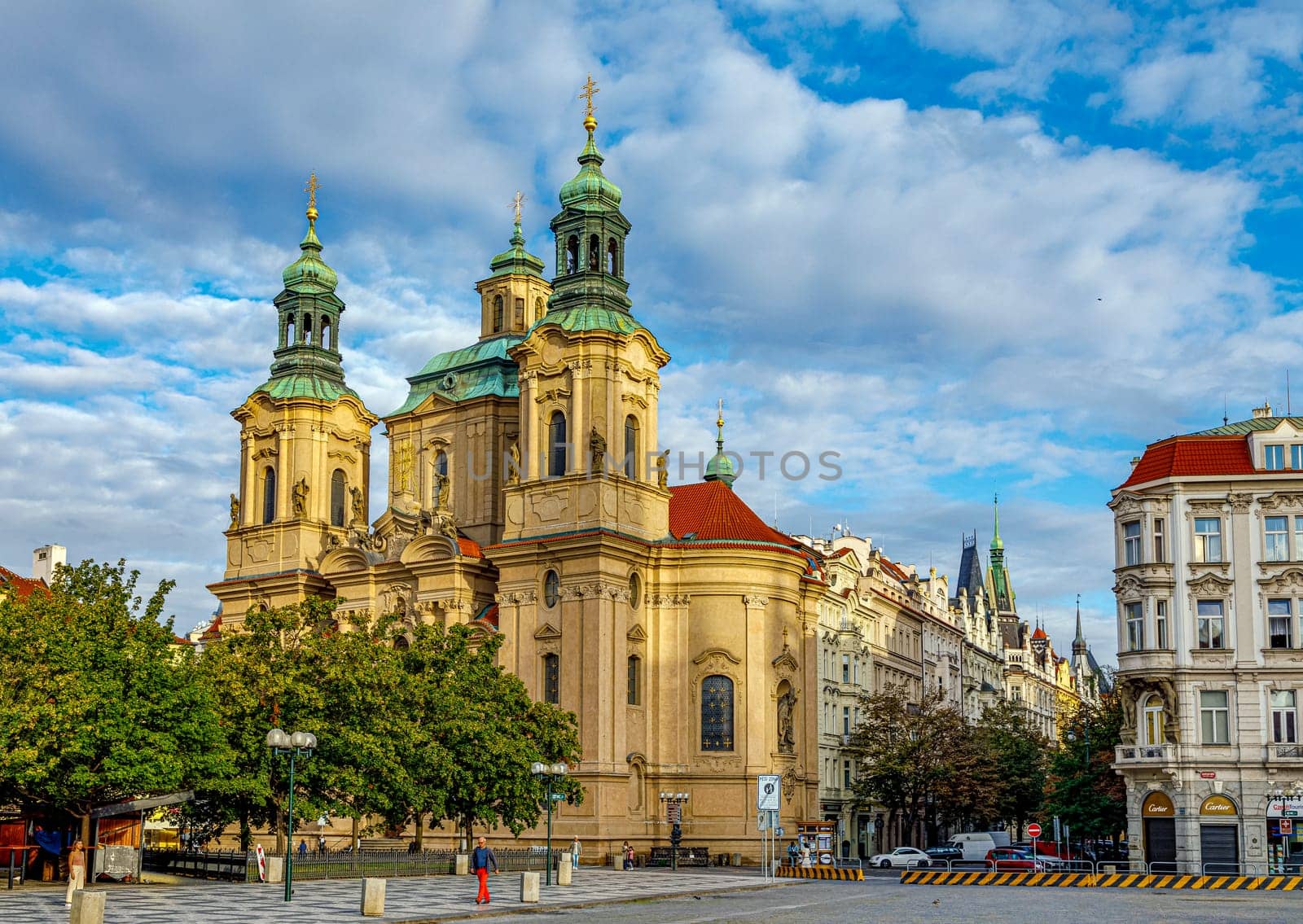 Prague, Czech republic - September 12, 2019: Church of St. Nicholas in the square of the old city of Prague