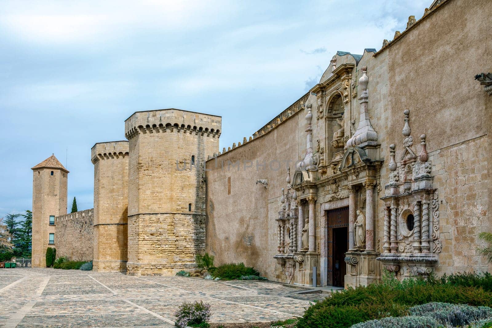 Monastery of Santa Maria de Poblet, Catalonia, Spain, church entrance portal