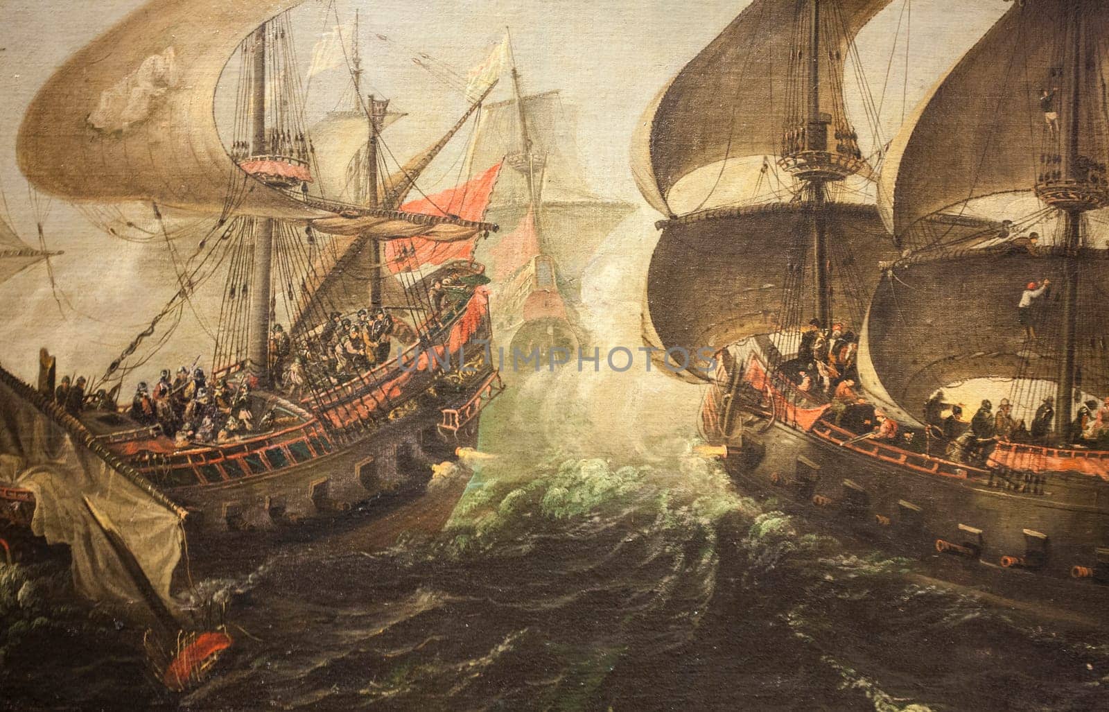 Fuengirola Naval combat between Spanish and Dutch ships, 1621. Anonymous artist. Naval Museum of Madrid