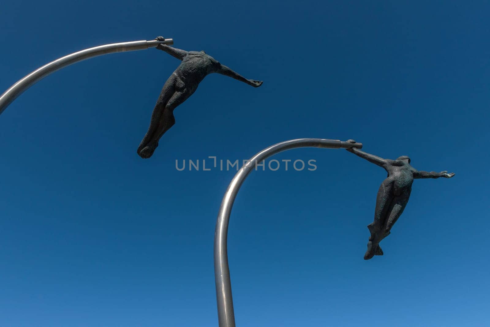 Monument to the Wind statue on the waterfront in Puerto Natales, Chile