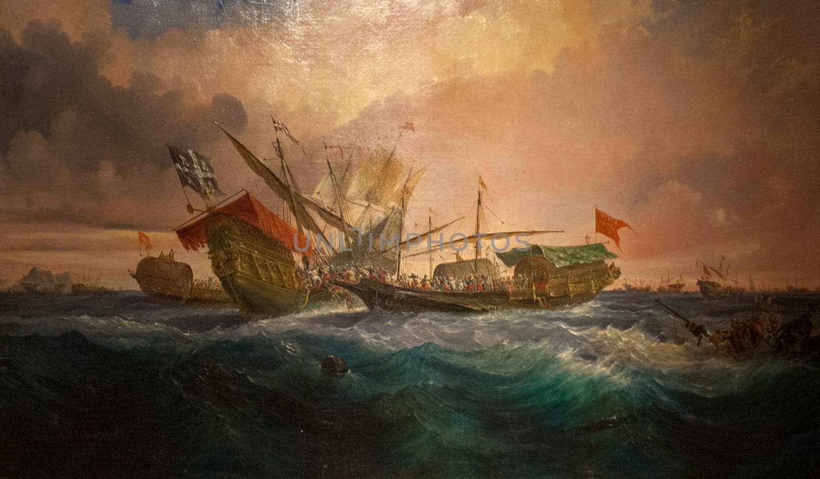 Naval battle of Gibraltar, April 1340. Painted by Antonio Brugada in 1852. Naval Museum of Madrid, Spain