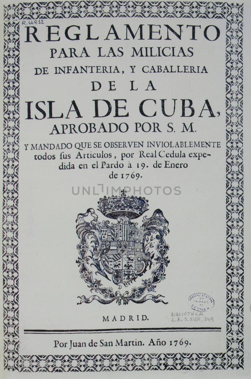 Regulations of Cuban Infantry and Cavalry Militia, 1769. Archive of indies, Seville