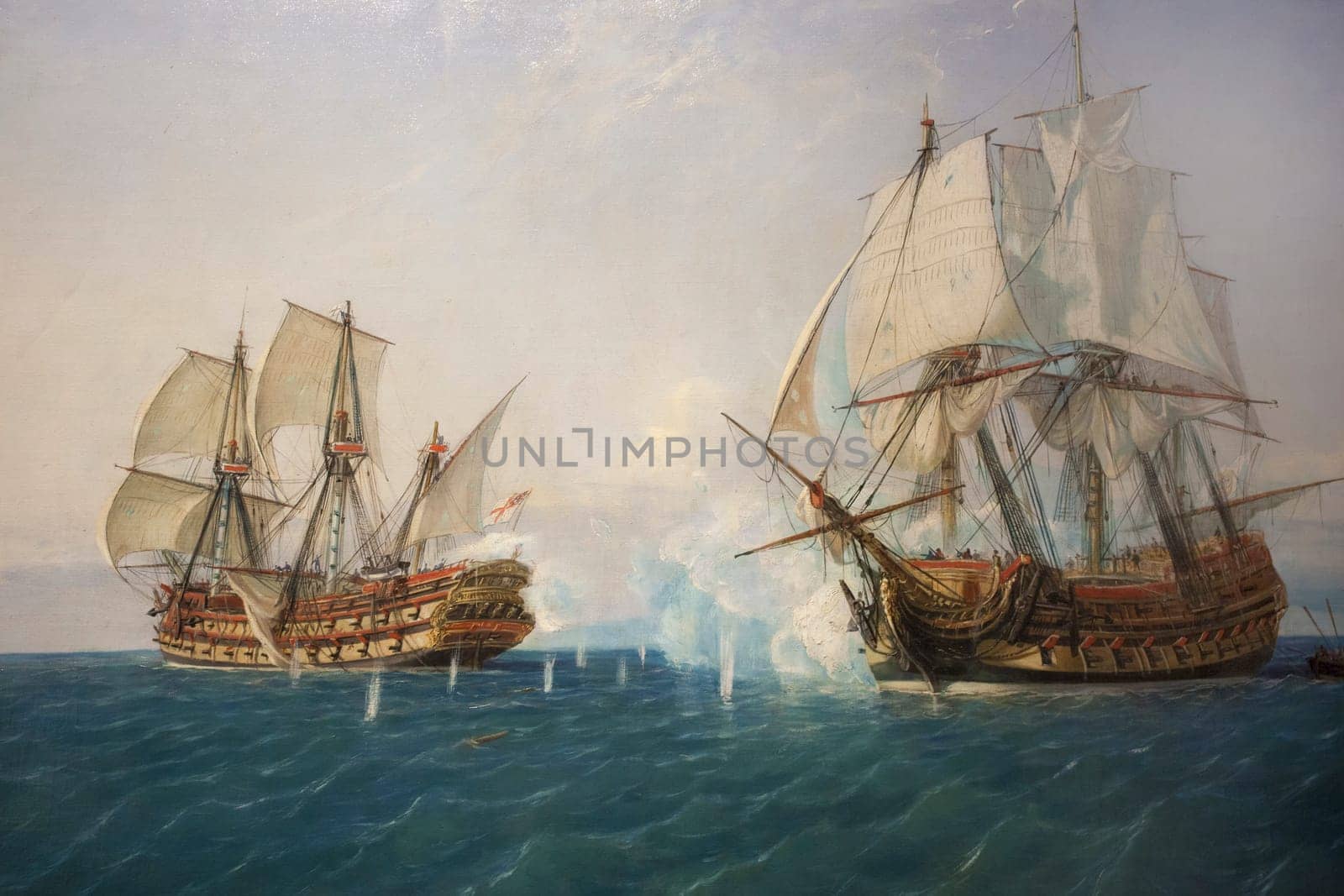 Naval Combat between the Spanish vessel Catalan and the British vessel Mary. Painted by Rafael Monleon y Torres in 1888. Museo Naval de Madrid, Spain