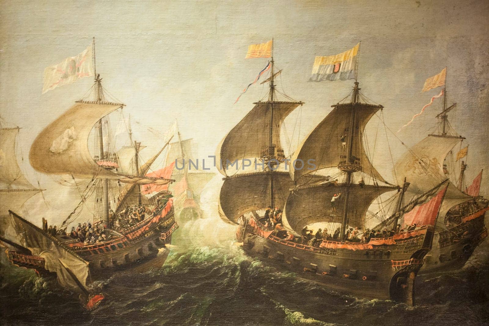 Fuengirola Naval combat between Spanish and Dutch ships, 1621. Anonymous artist. Naval Museum of Madrid