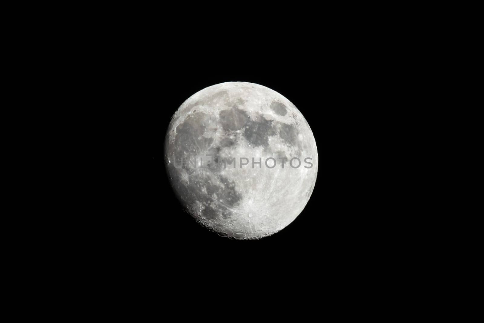 Almost Full Moon Against A Black Sky Shot From Southern California