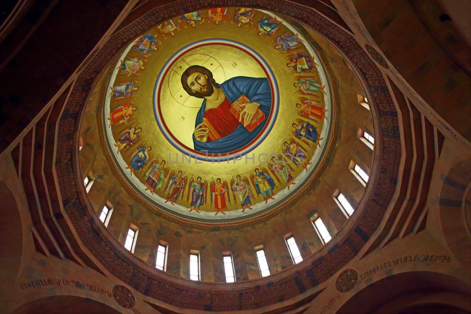 Painting On The temple of Saint Hovhannes church in Abovyan city,Armenia.