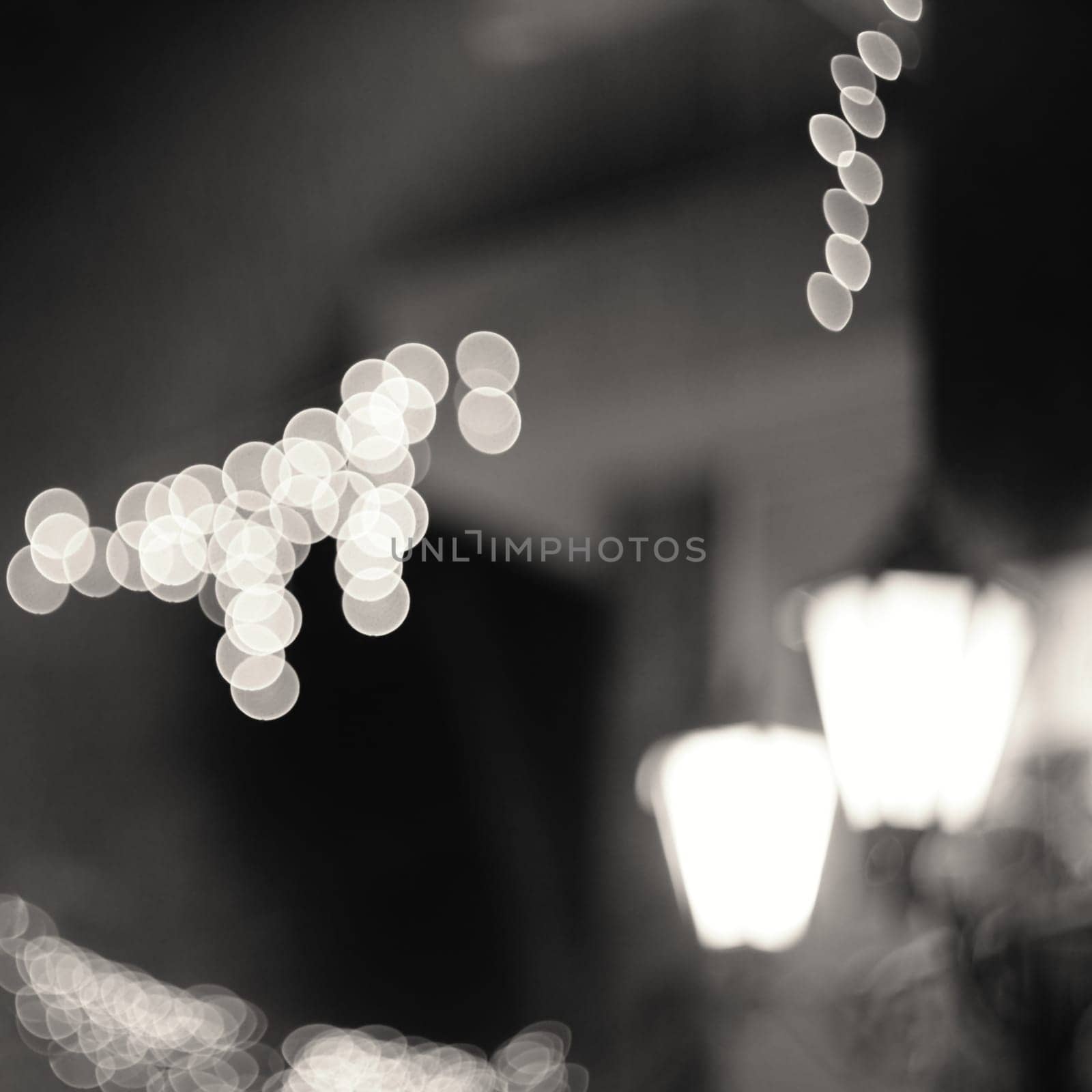 Bokeh background.Festive lights in the street.