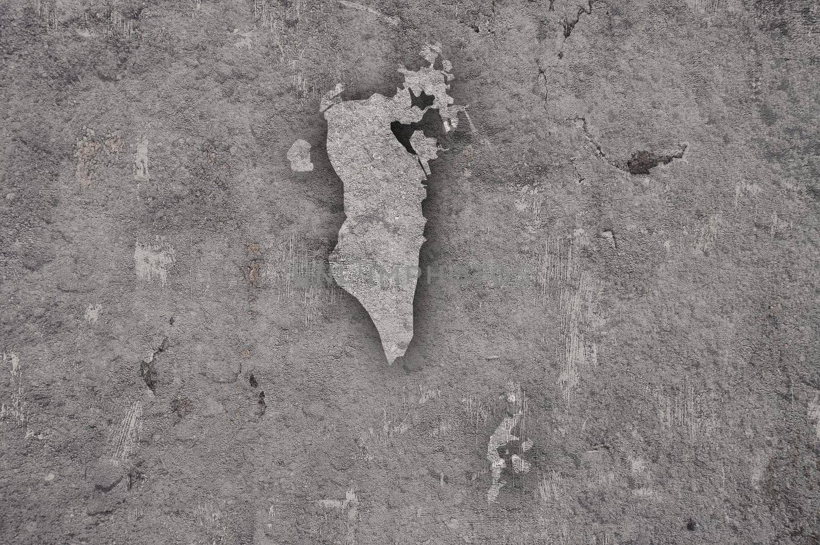 Map of Bahrain on weathered concrete