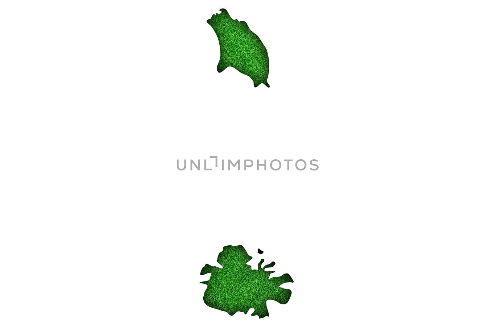 Map of Antigua and Barbuda on green felt