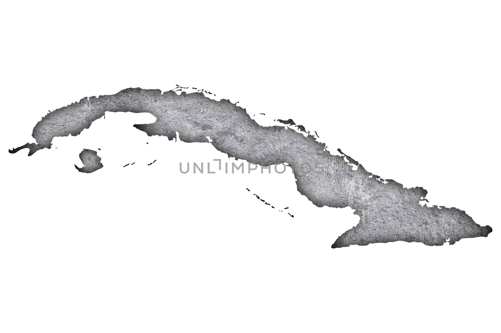 Map of Cuba on weathered concrete