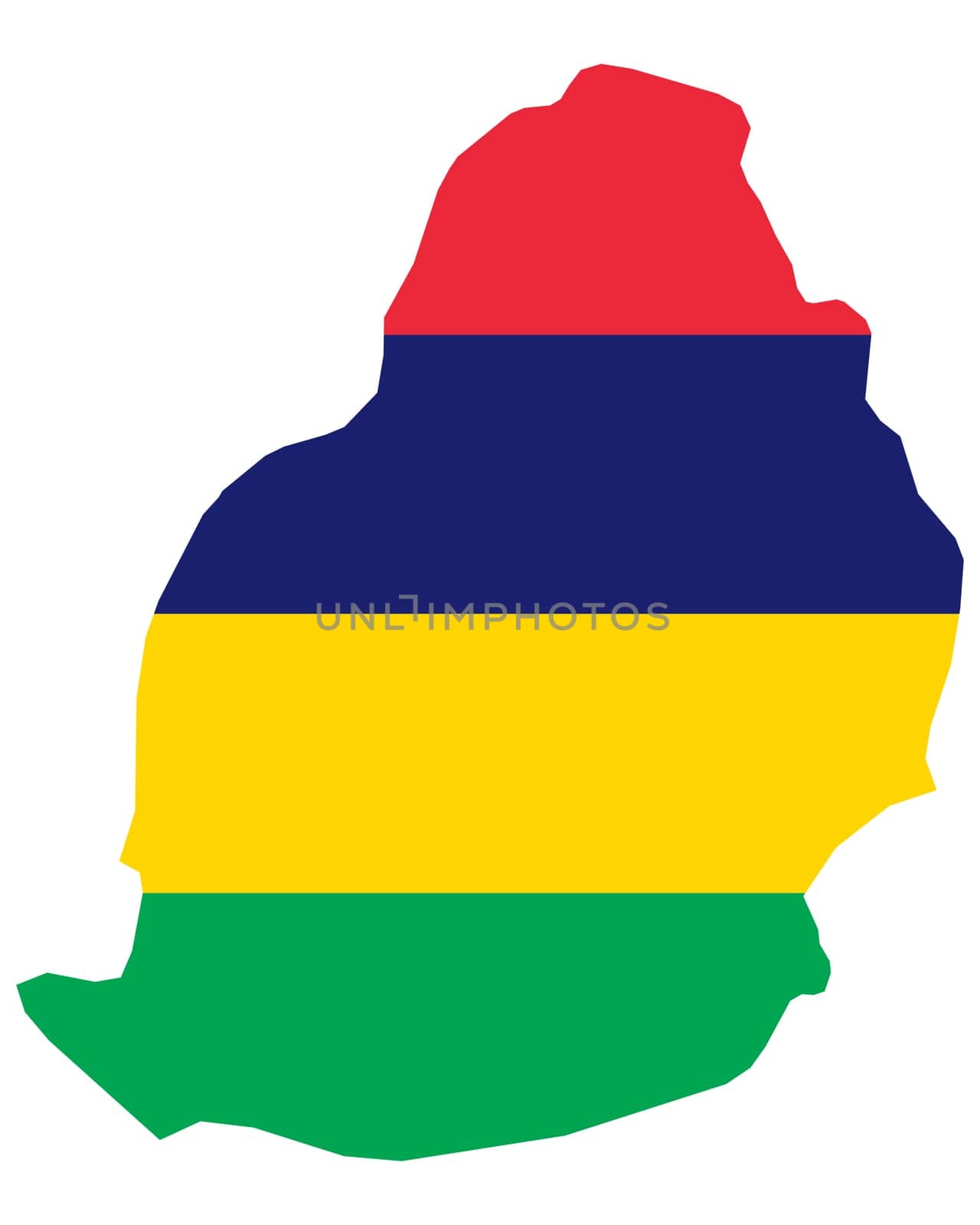 Fahne in Landkarte von Mauritius