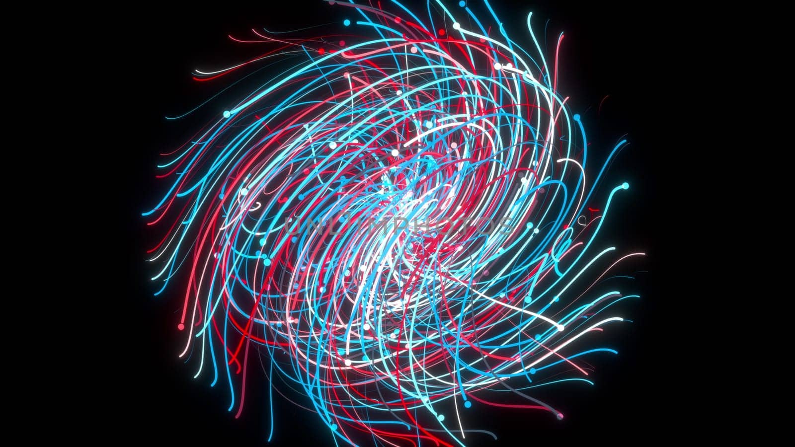 Chaotic spinning 3d render stripes in spatial spiral. Disordered threads whirling outer space. Abstract bright textures of complicated dance energy distortions. Tangle creative swirl ornament.
