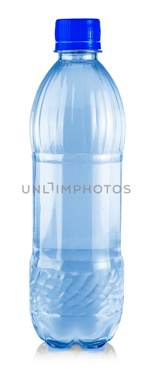 plastic bottle with water and red lid isolated