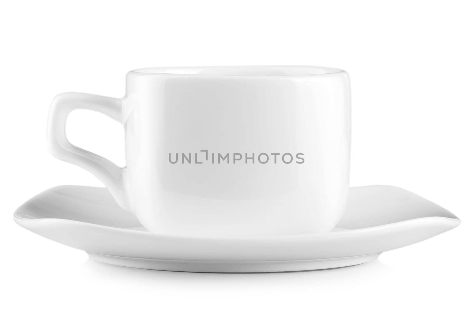 white cup of coffee isolated on the white background clipping path