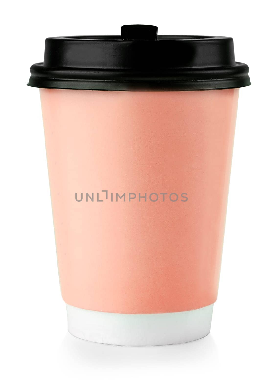 The Red Paper Cup With Black Lid Isolated on White Background.