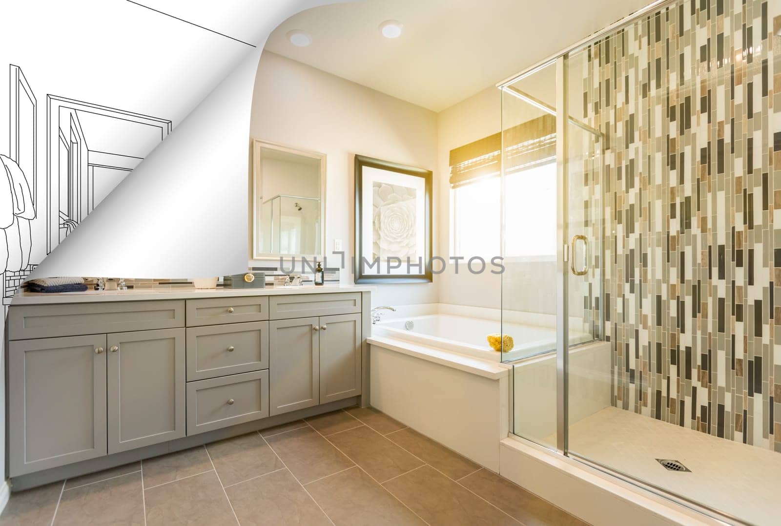Master Bathroom Photo Page Corner Flipping with Drawing Behind.