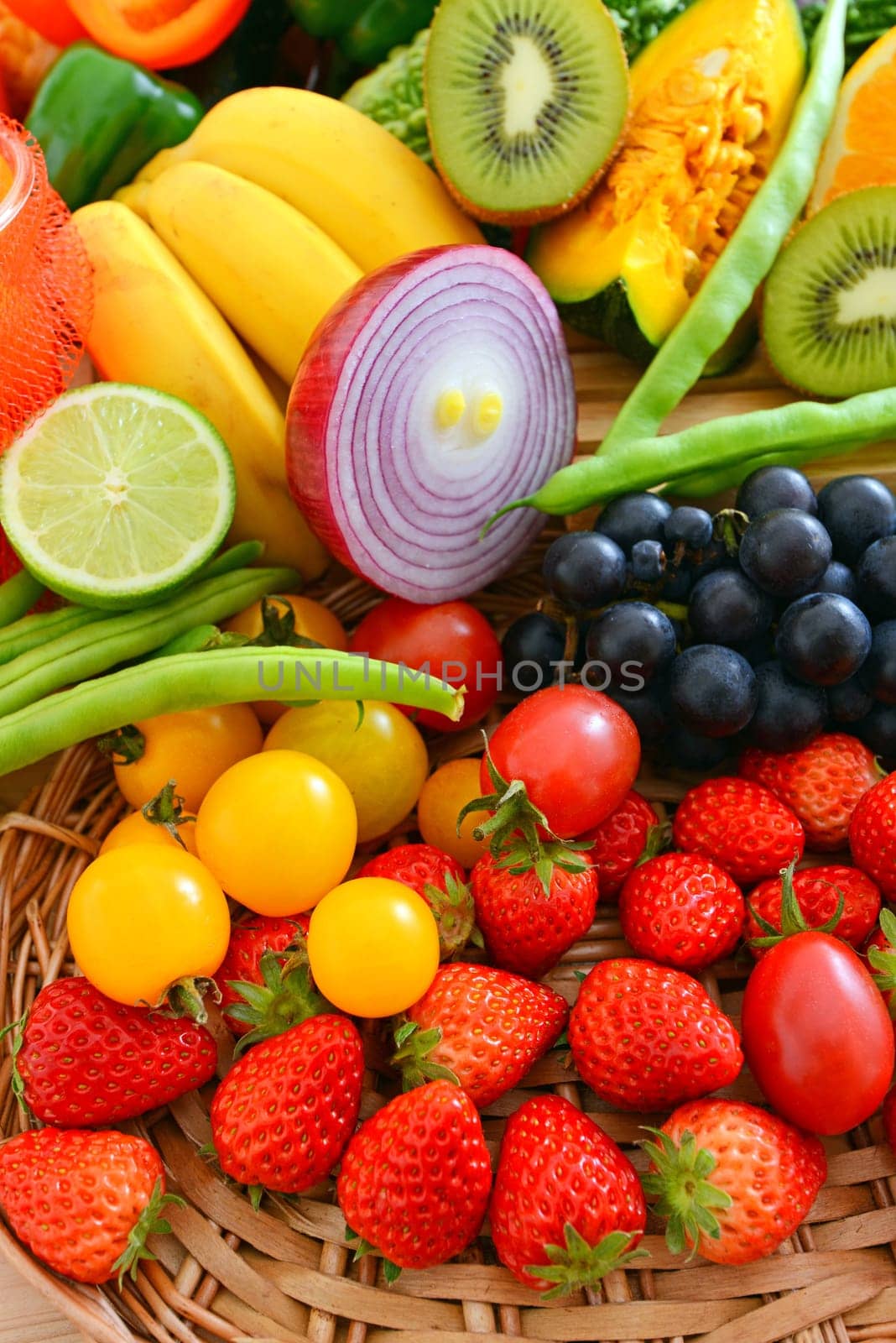 Set Of Fresh Fruits and various berries