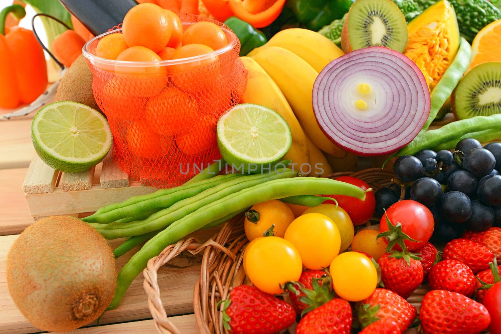 Set Of Fresh Fruits and various berries