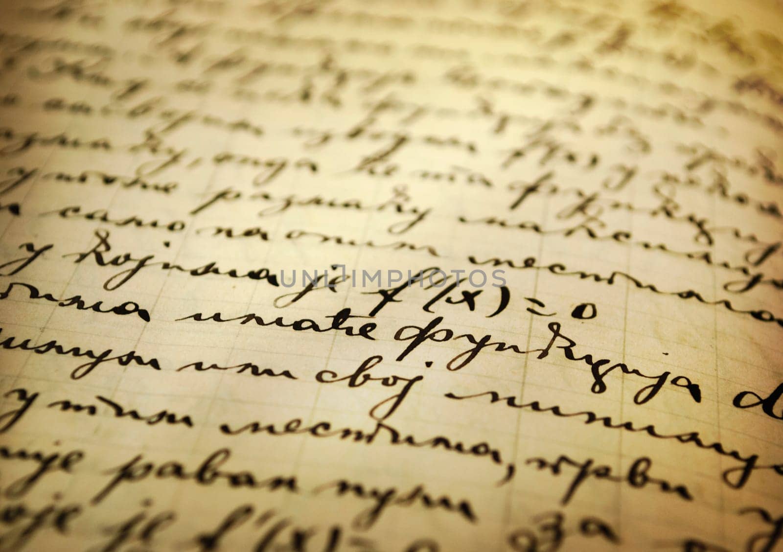 Closeup of an old manuscript written with ink