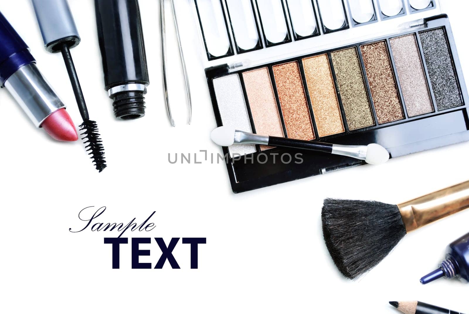 Various cosmetics isolated over white