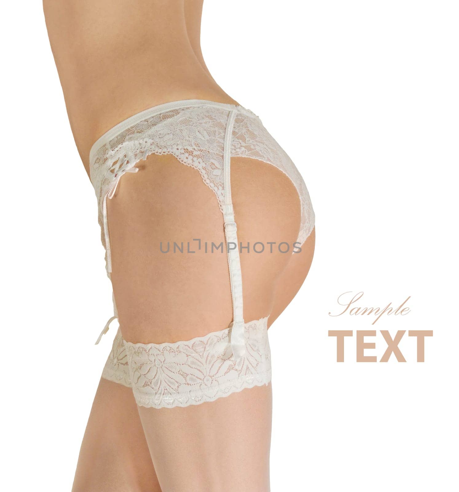 woman back in sexy white lingerie