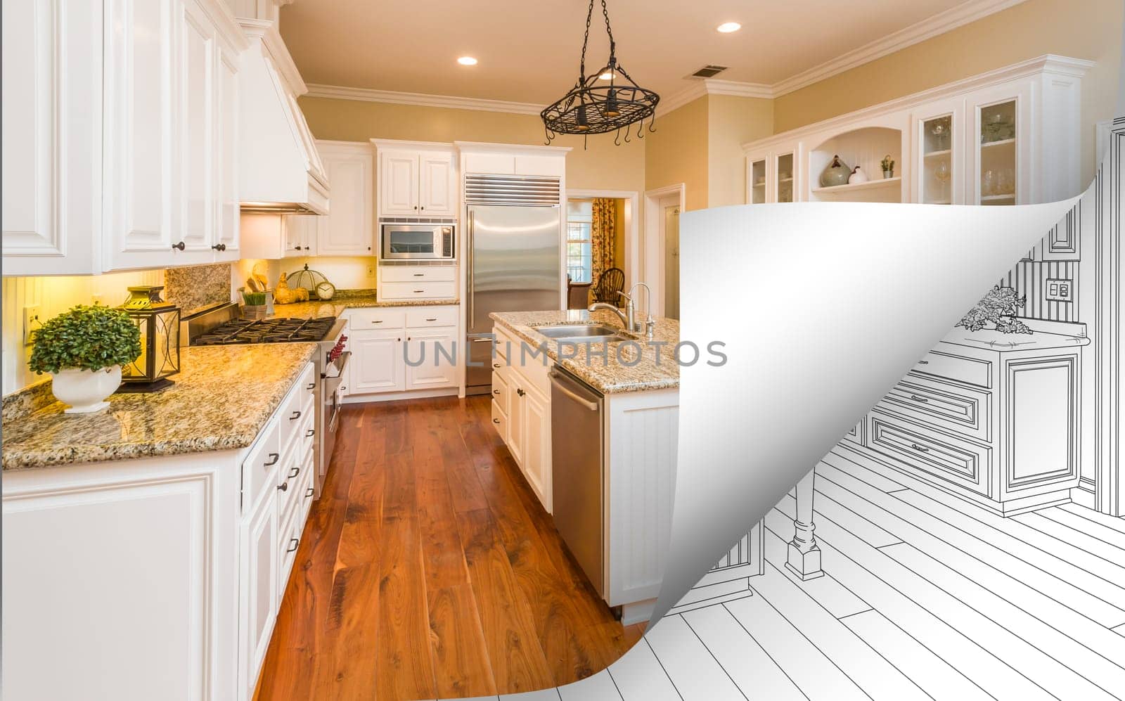 Kitchen Photo Page Corner Flipping with Drawing Behind.