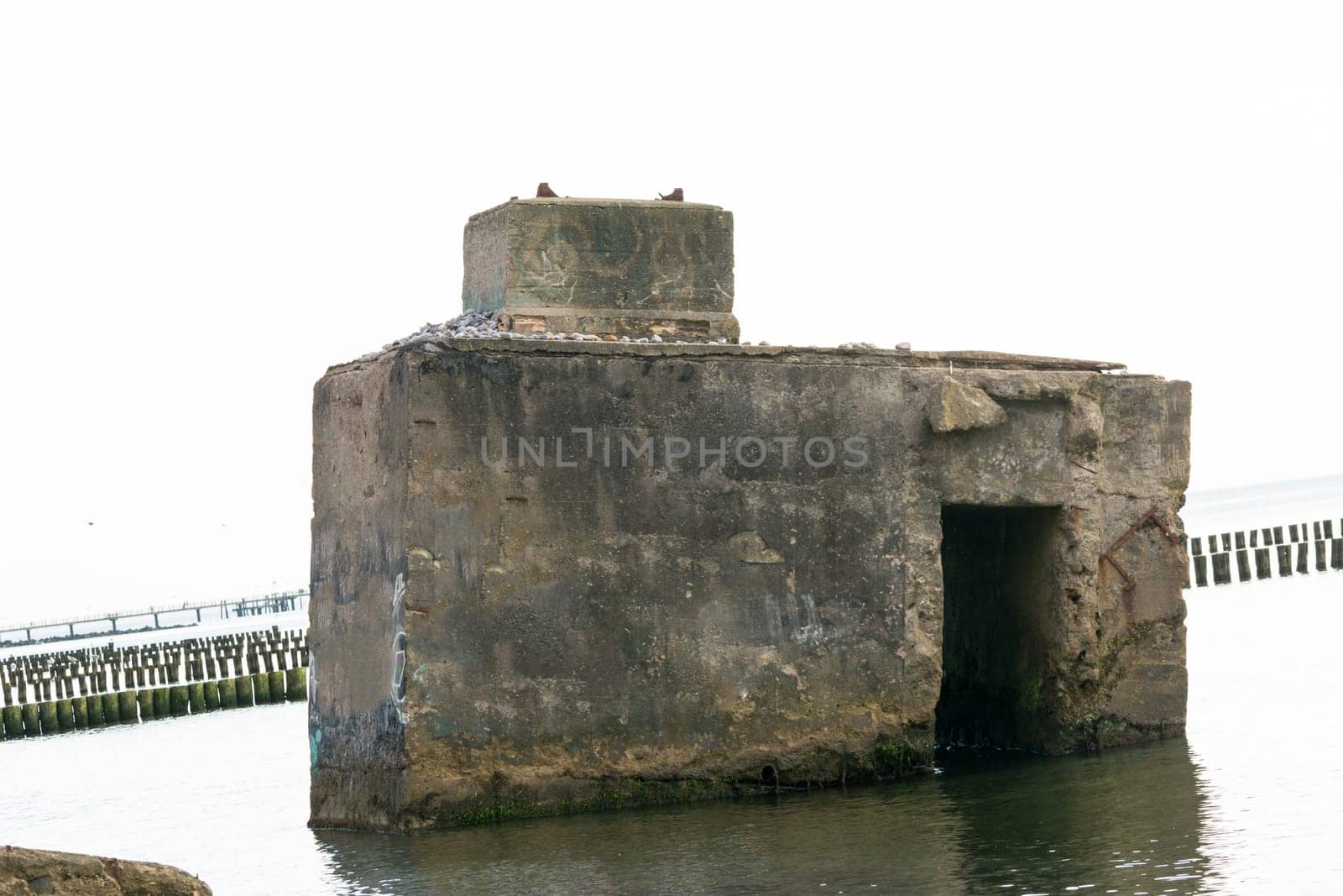 Coast bunker. Coast bunker from the WW2 in the Baltic Sea Fischland Darss Zingst, Germany.