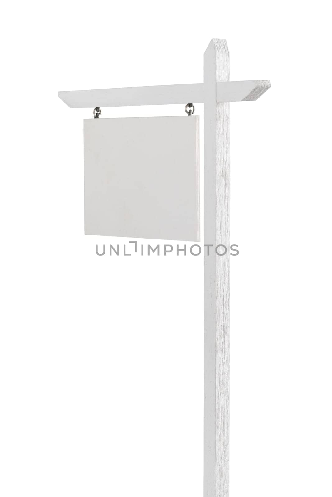 Blank Real Estate Sign Isolated on a White Background.