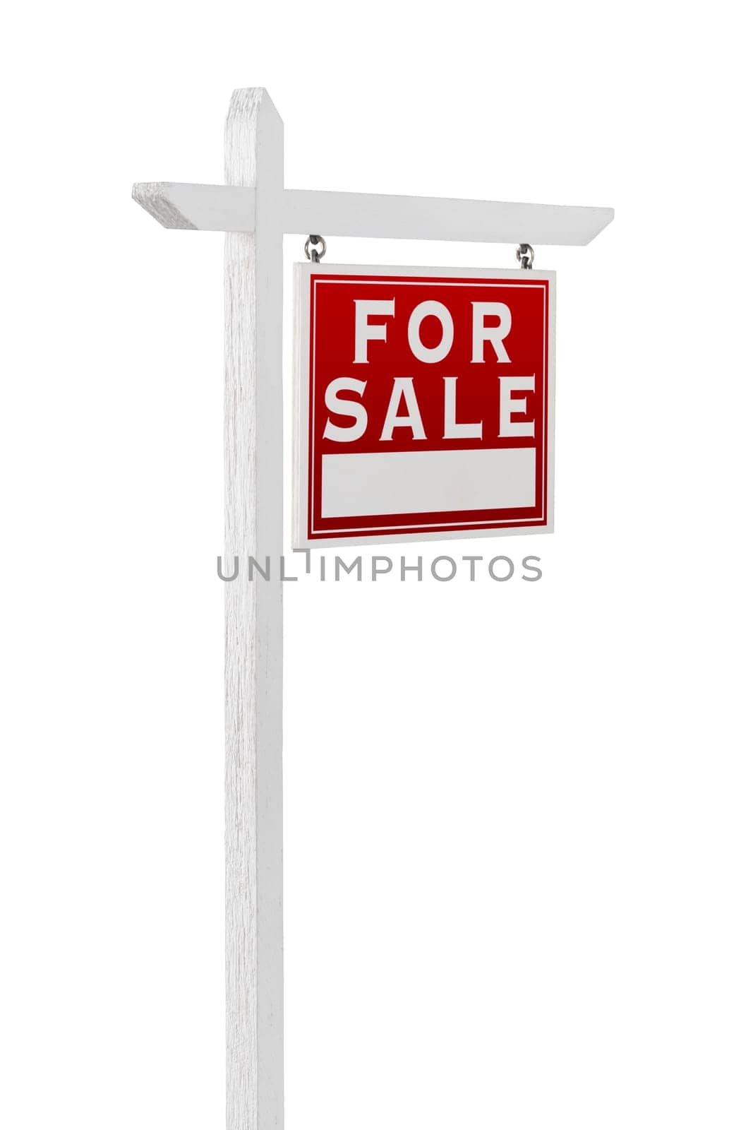Right Facing For Sale Real Estate Sign Isolated on a White Background.
