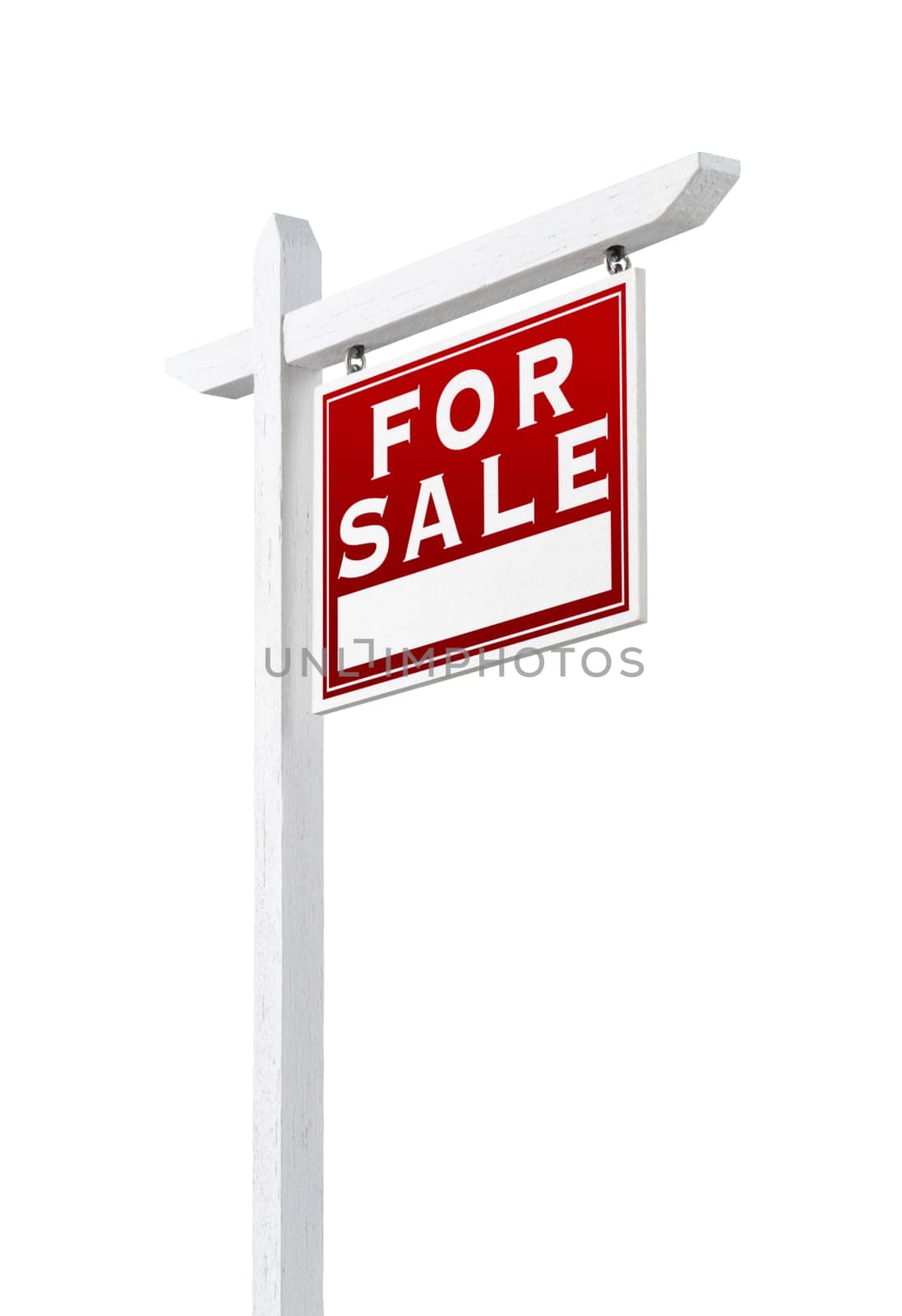 Right Facing For Sale Real Estate Sign Isolated on a White Background.