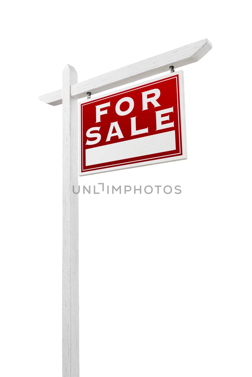 Right Facing For Sale Real Estate Sign Isolated on a White Background.