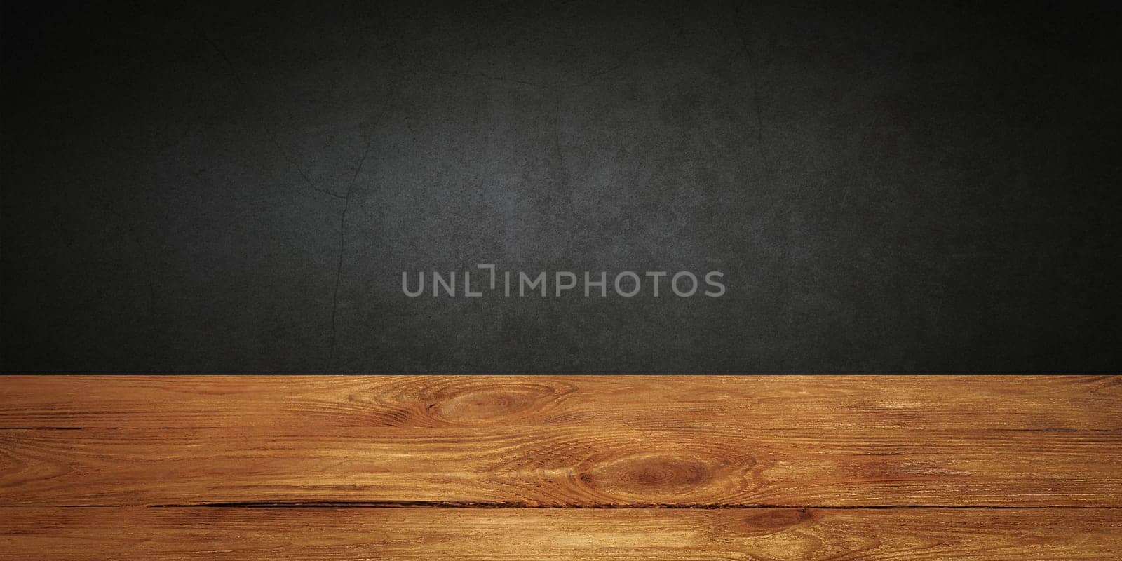 The background is blank wooden boards and a textured plastered wall with lighting and vignetting. For product demonstrations, free space, layout, mockup, perspective board, background board.