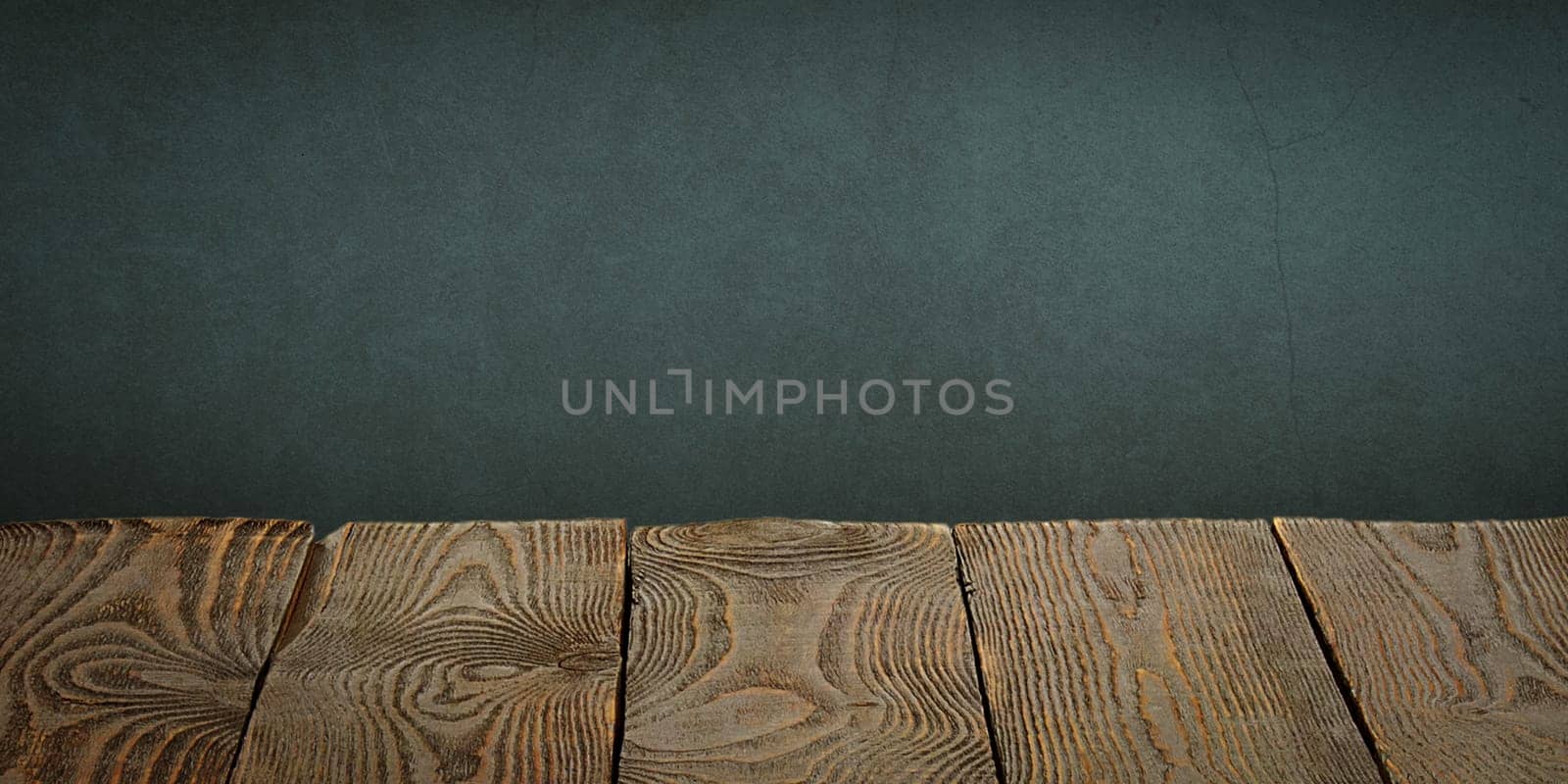 The background is blank wooden boards and a textured plastered wall with lighting and vignetting. For product demonstrations, free space, layout, mockup, perspective board, background board.