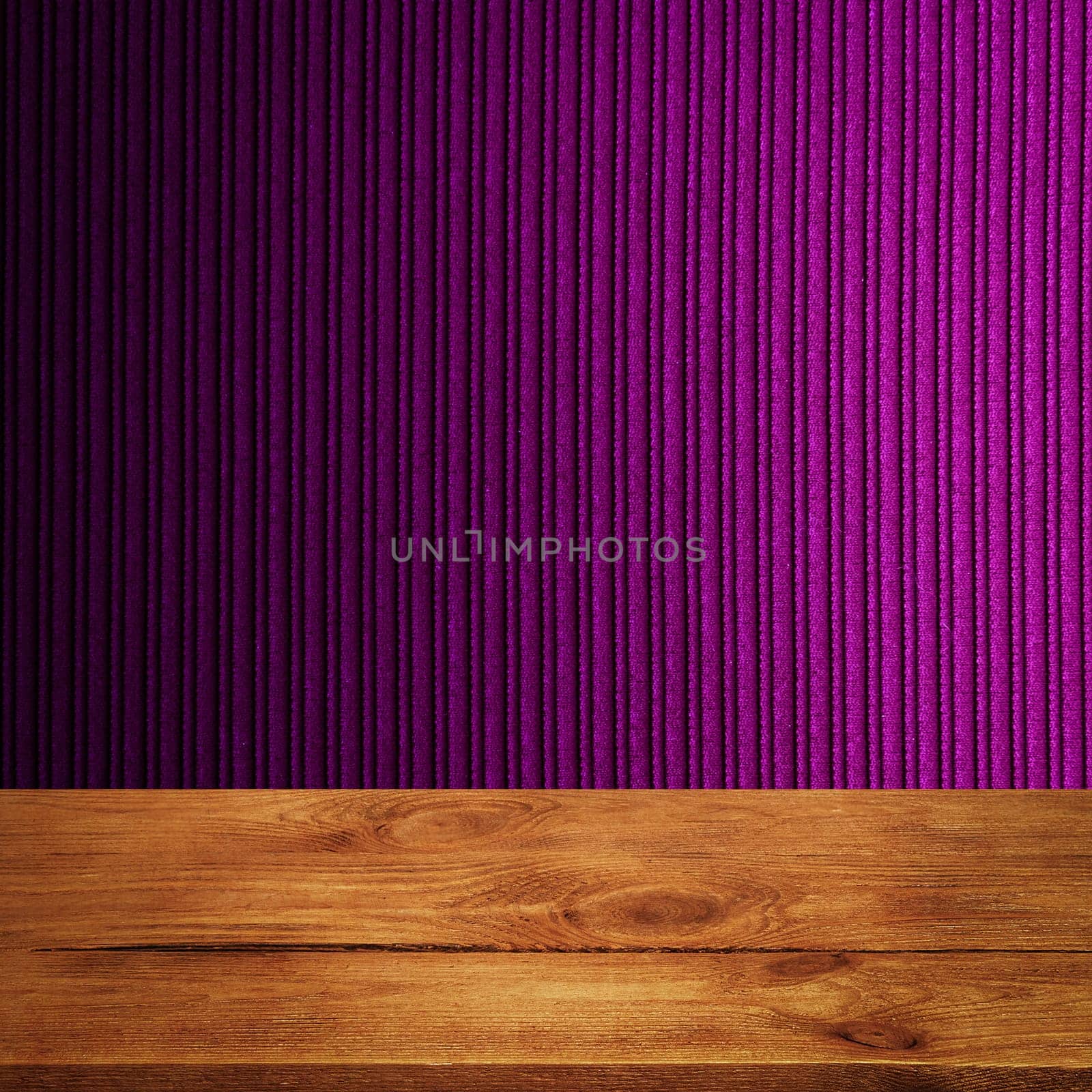 The background is blank wooden boards and a textured striped wall with gradient lighting and vignetting. For product demonstrations, free space, layout, mockup, perspective board, background board.