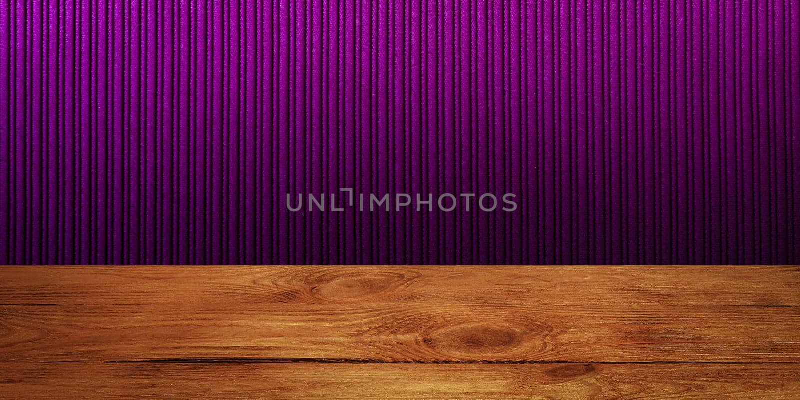 The background is blank wooden boards and a textured striped wall with gradient lighting and vignetting. For product demonstrations, free space, layout, mockup, perspective board, background board.