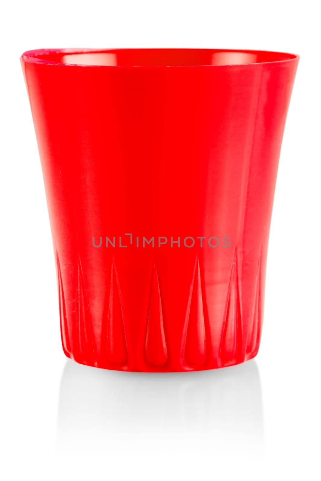 The close up Plastic Cup isolated on white with a clipping path.