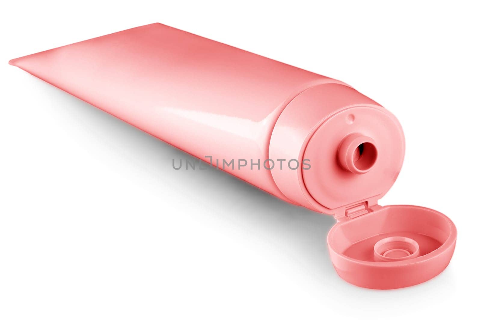 The red tube female cream on white background