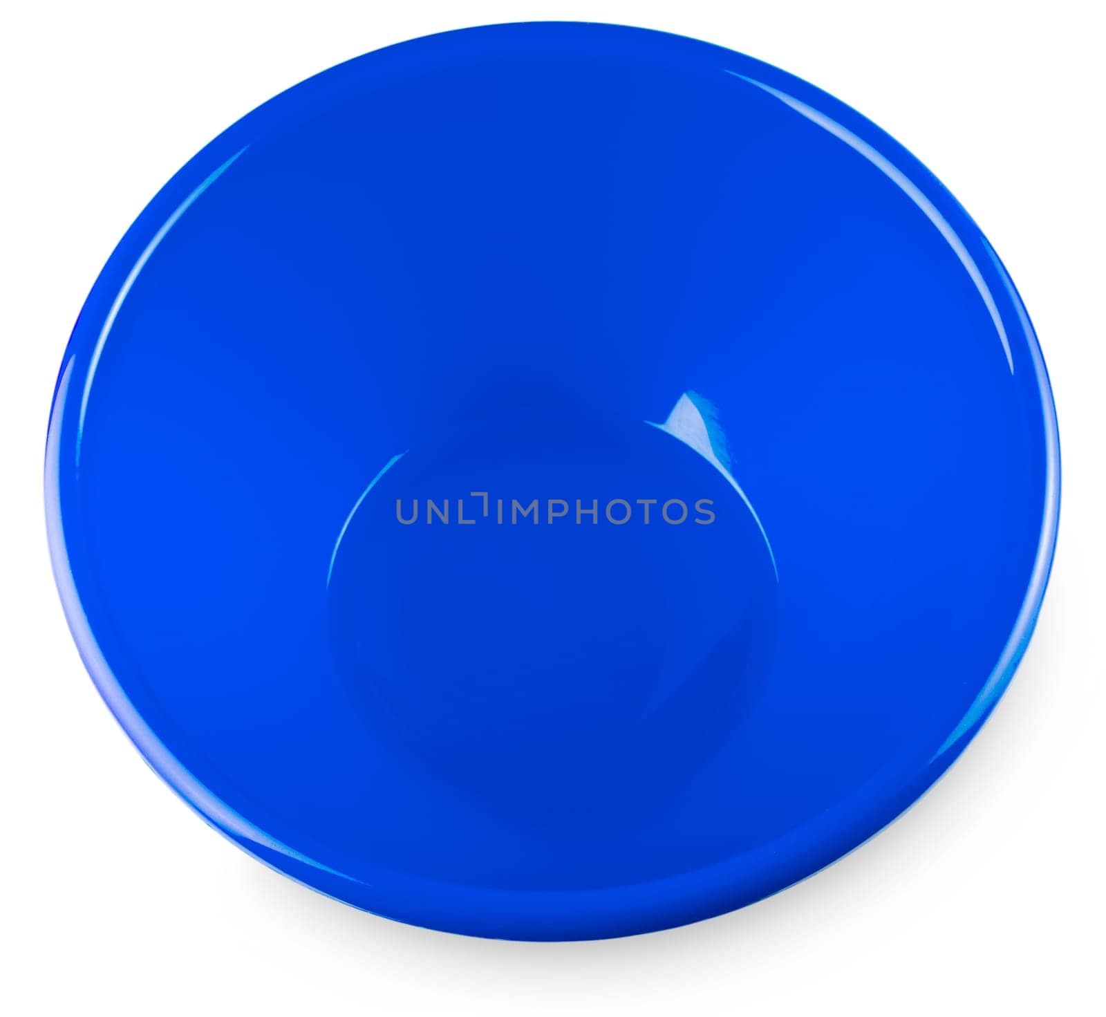 The close up blue bowl isolated on white background