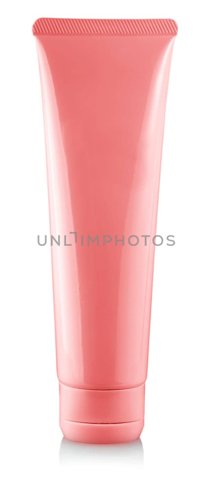 The tube female cream on white background