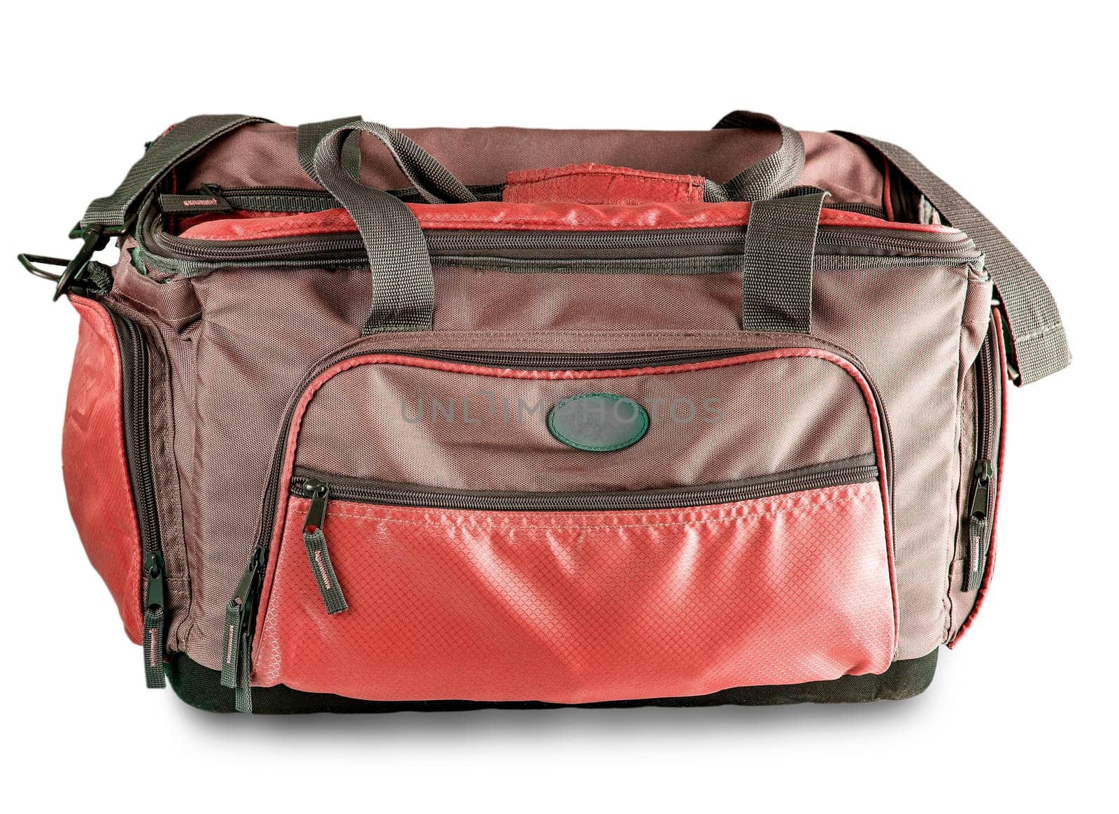 The red Sport bag isolated on the white background