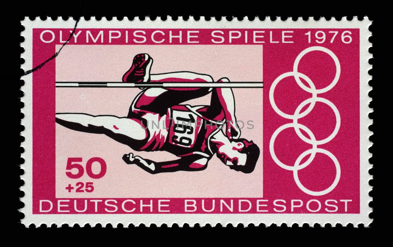 A stamp printed in Germany shows High jump, Summer Olympic Games 1976 in Montreal, circa 1976