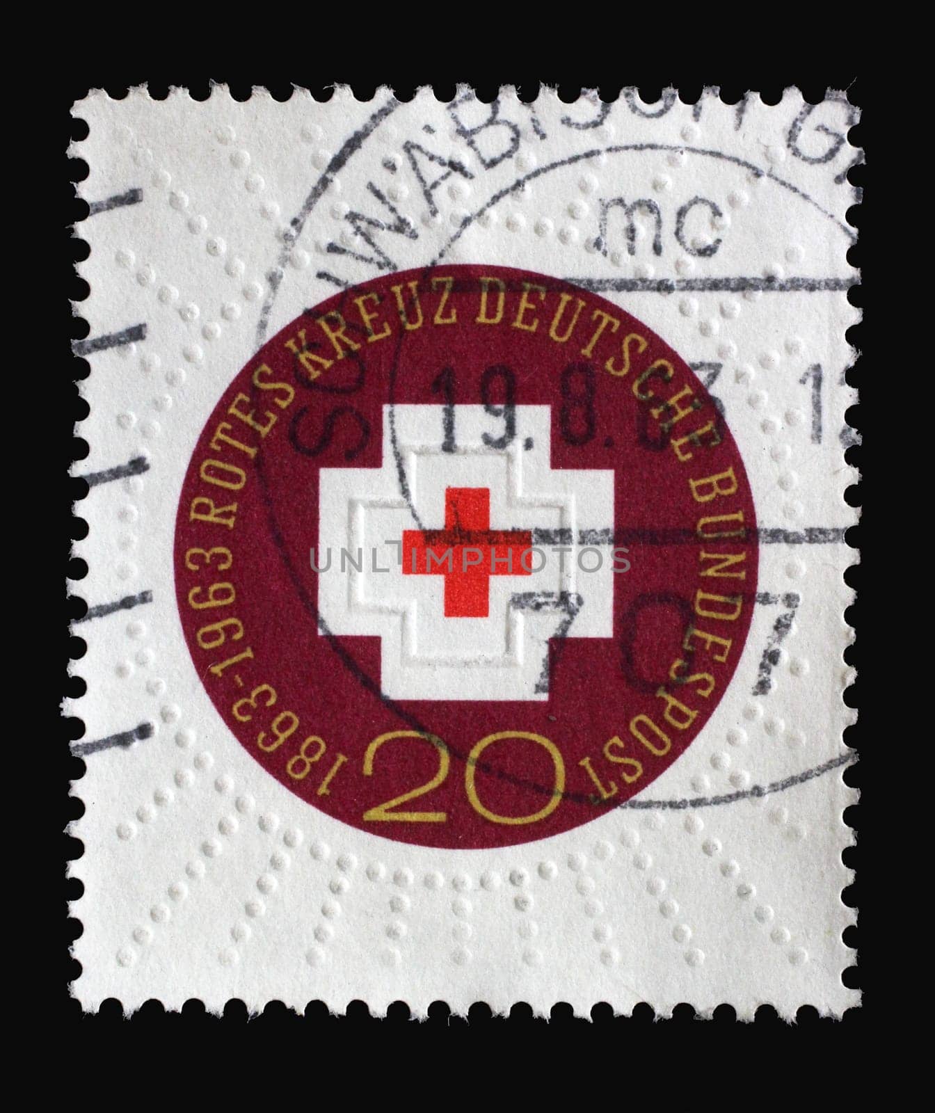 Stamp printed in Germany shows 100th Anniversary of International Red Cross, Centenary of Red Cross series, circa 1963