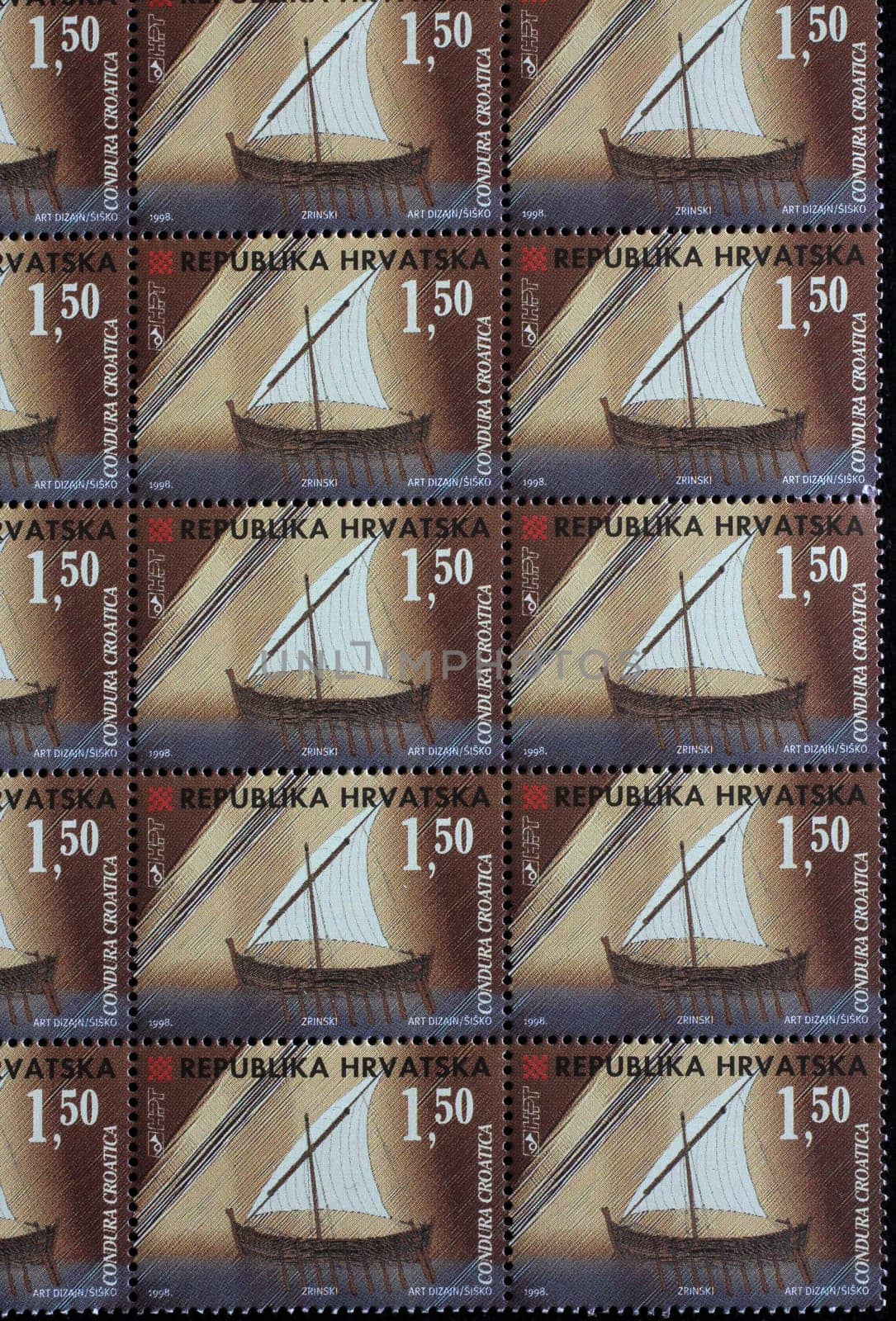 A stamp printed in Croatia shows Condura Croatica, Series Croatian ships, circa 1998