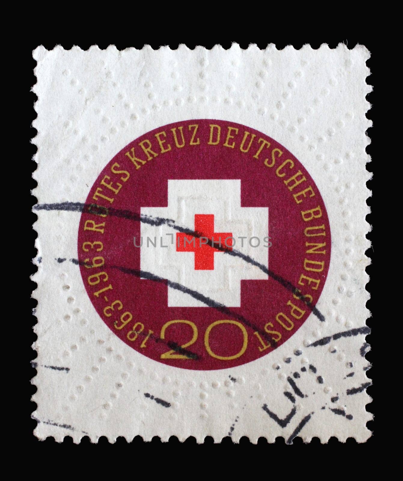 Stamp printed in Germany shows 100th Anniversary of International Red Cross, Centenary of Red Cross series, circa 1963