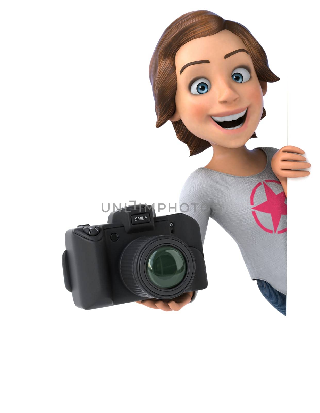 Fun 3D illustration of a cartoon teenage girl