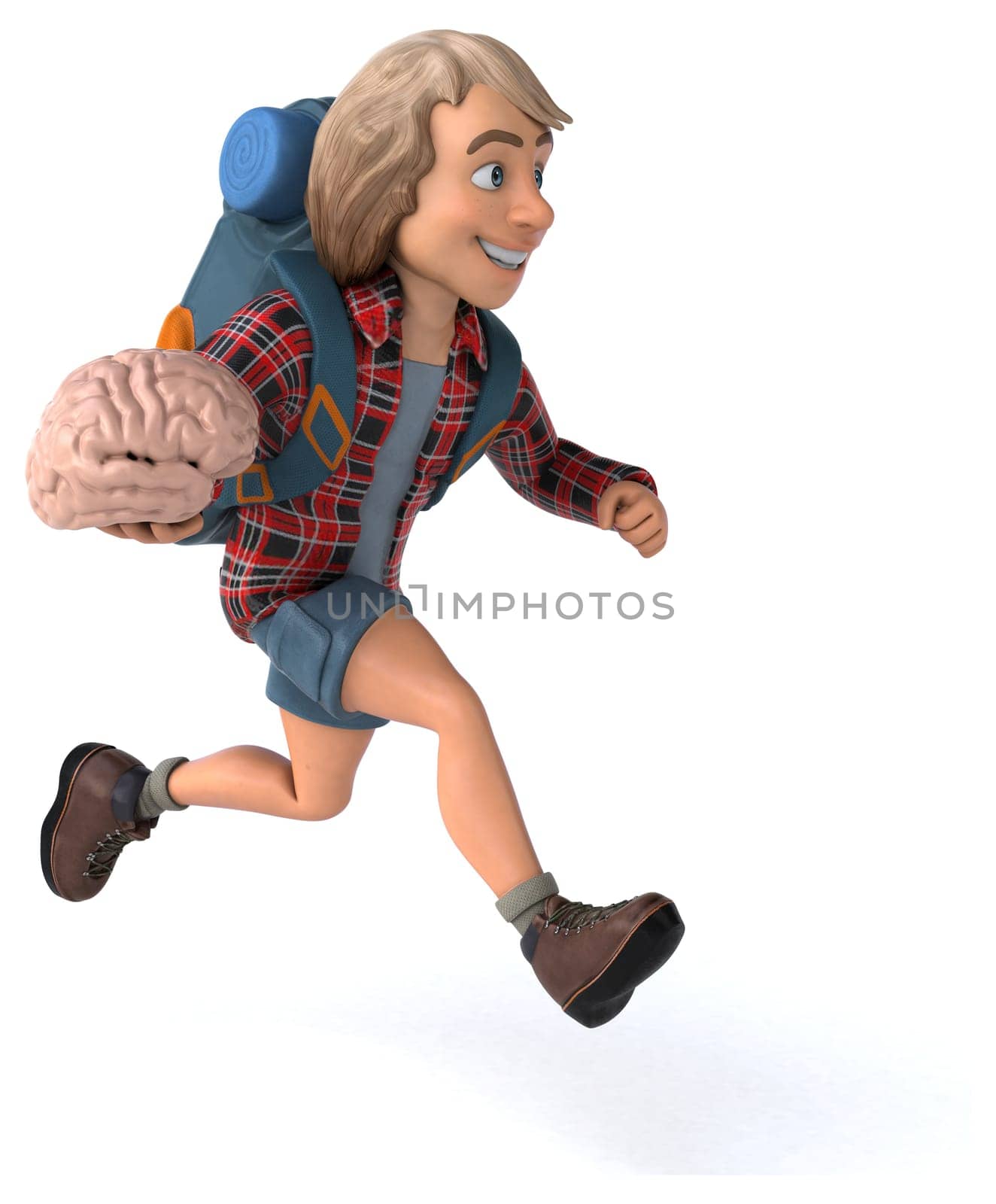 Fun backpacker cartoon guy