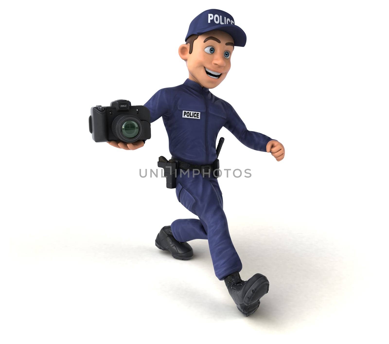 Fun 3D illustration of a cartoon Police Officer